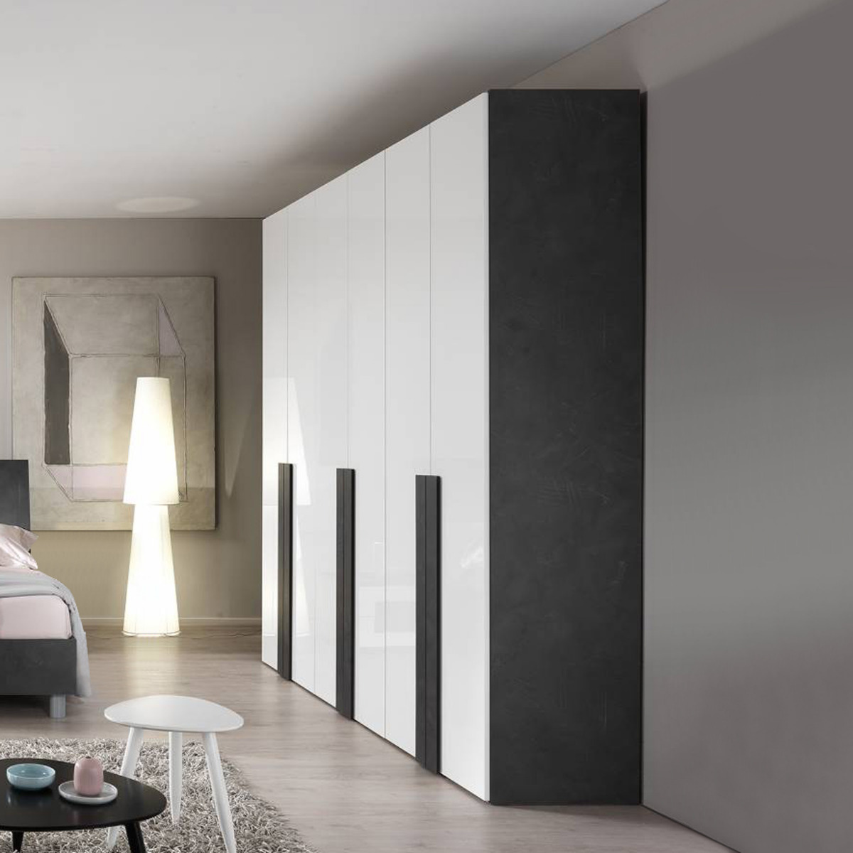 armadio battente bianco laccato