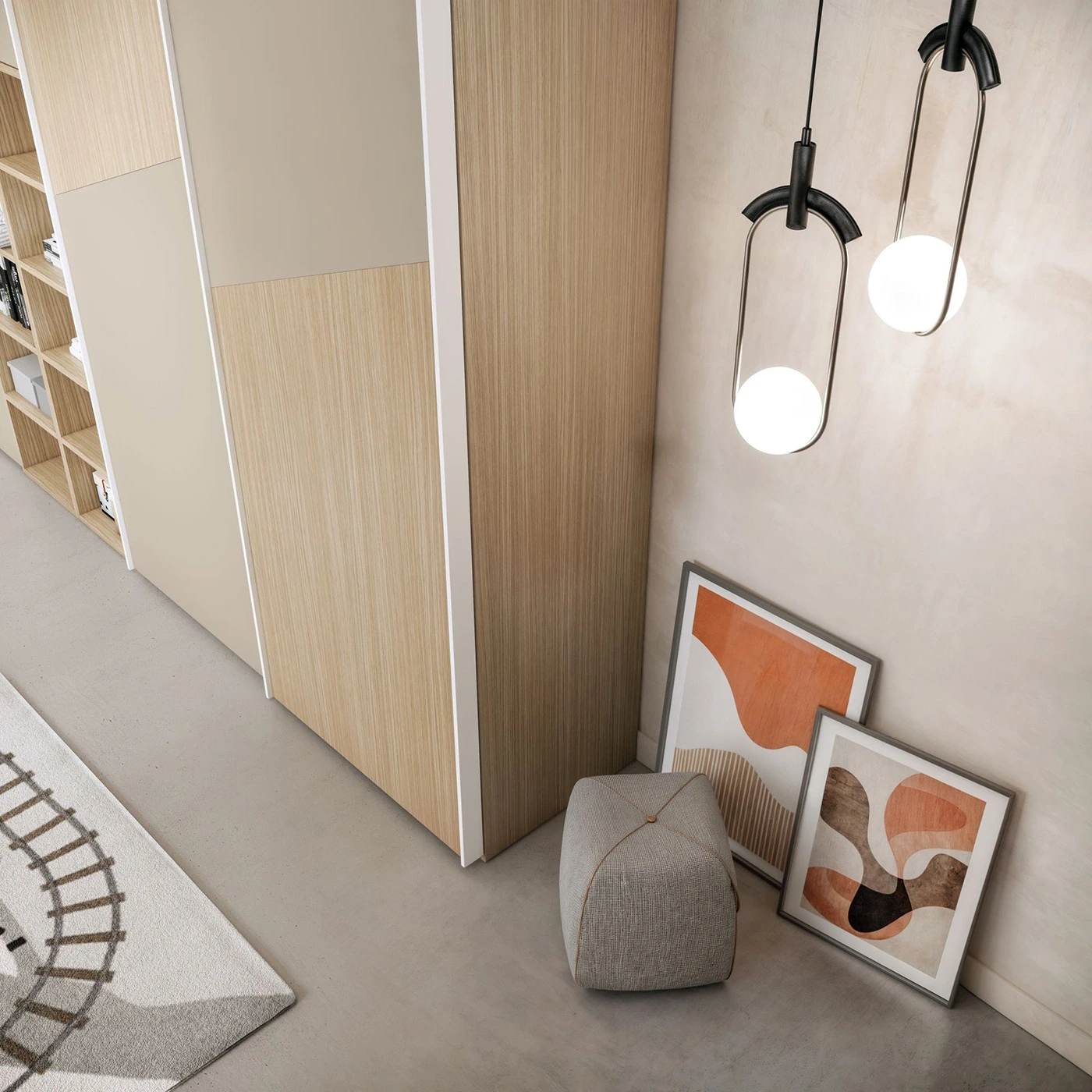 Armadiatura camerette Rovere ambra e Tortora, collezione Taz Zenzero Shop