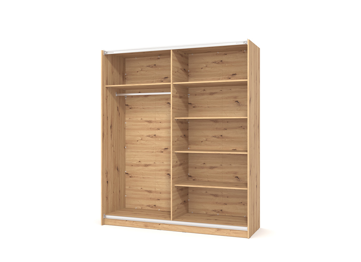Armadio scorrevole 180 cm, stile industy, finitura Rovere