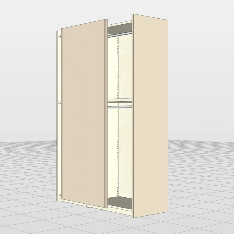 Armadio scorrevole 2 ante, L.163, Laccato opaco Cotone