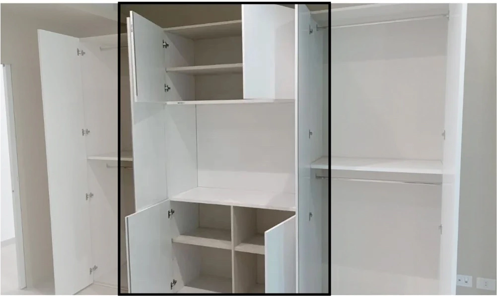 Armadio con vano, 4 ante, Bianco opaco