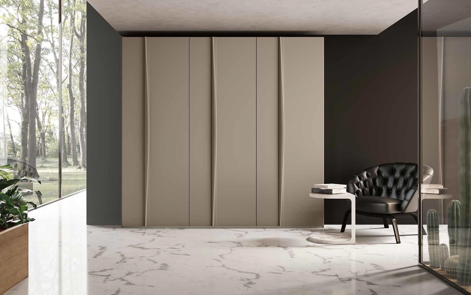 Armadio 6 ante Visone con maniglioni, design moderno