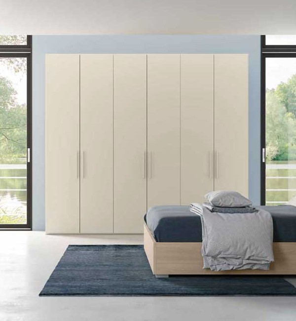 Moderno Armadio a 6 ante battenti, scocca e frontali Orzo