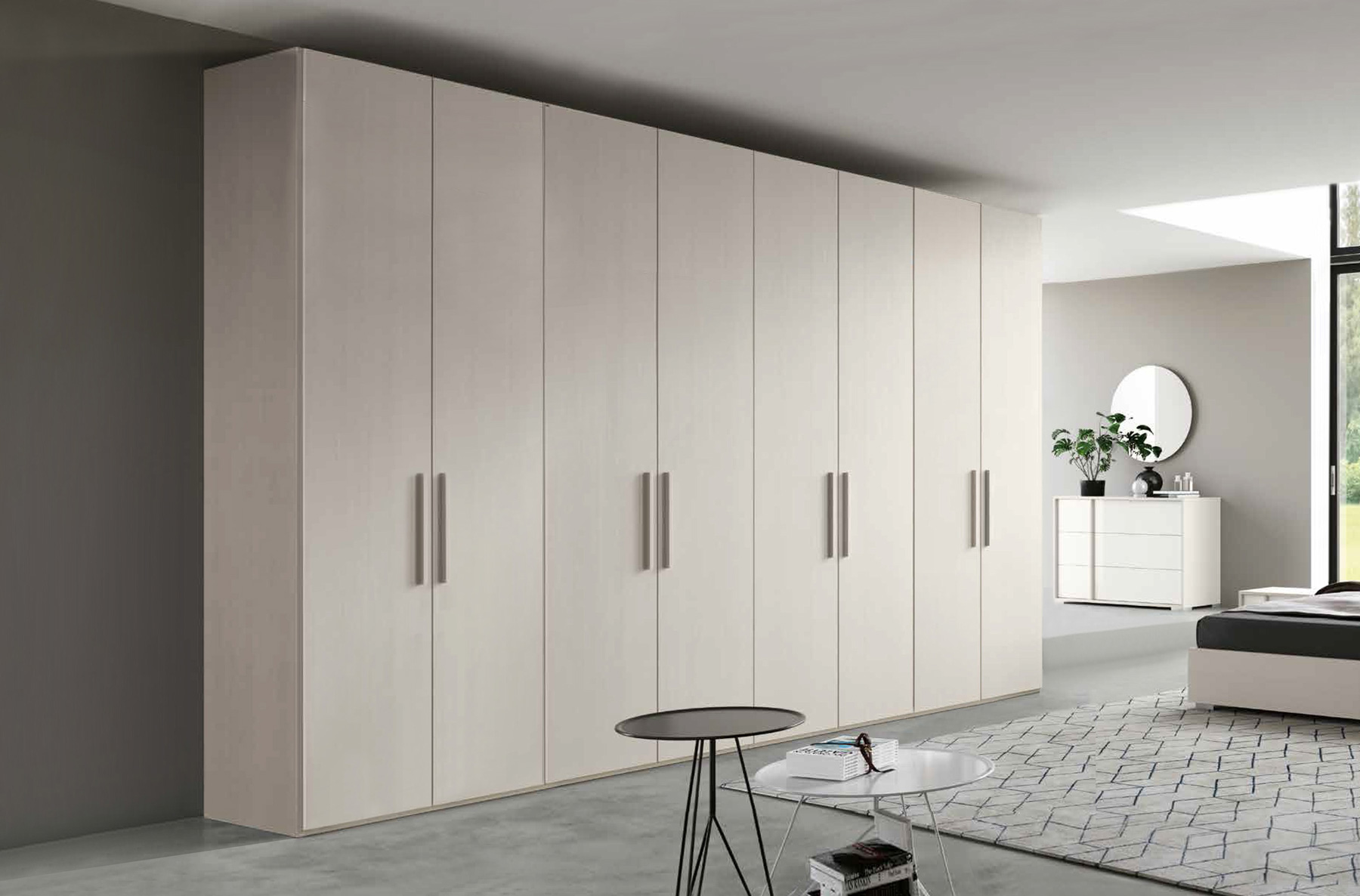 Armadio moderno 8 ante battenti, finitura Bianco altea, made in Italy