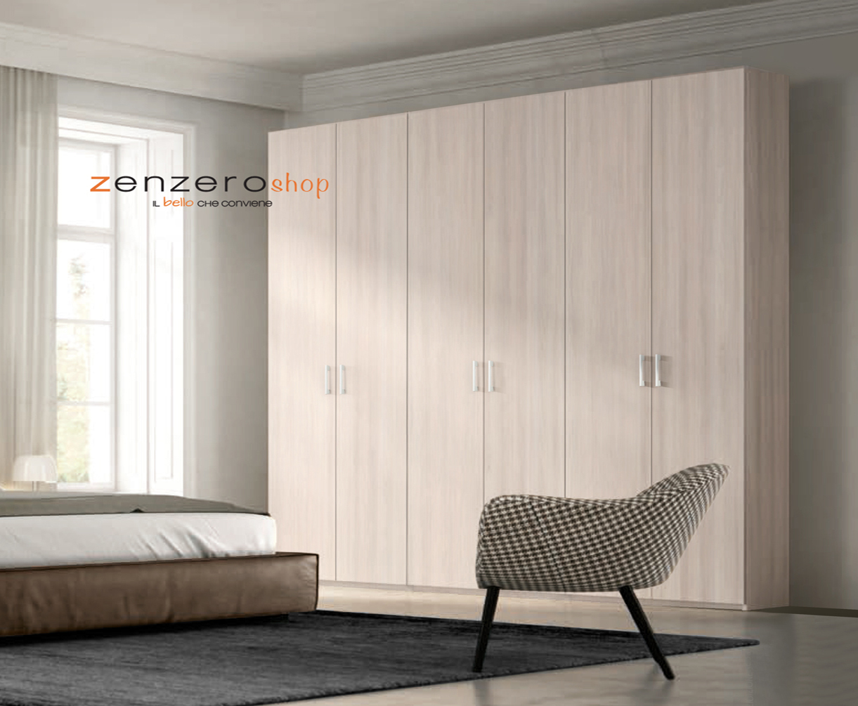 Armadio H.195 con 6 ante battenti  in finitura Olmo naturale