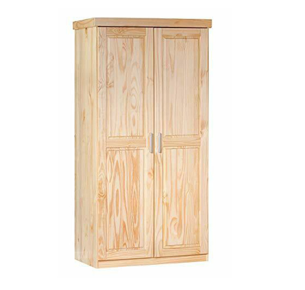 Armadio 2 ante + 1 ripiano, pino massello colore legno naturale