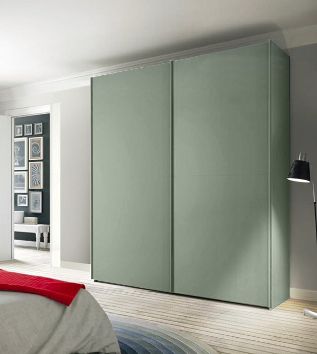 Armadio moderno per camere matrimoniali, 2 ante scorrevoli, finitura Agave