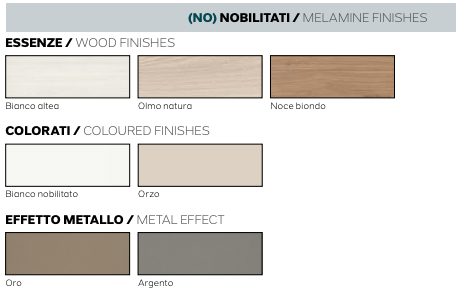 Coppia di comodini moderni a 2 cassetti con maniglie, finitura Bronzo e Noce Biondo