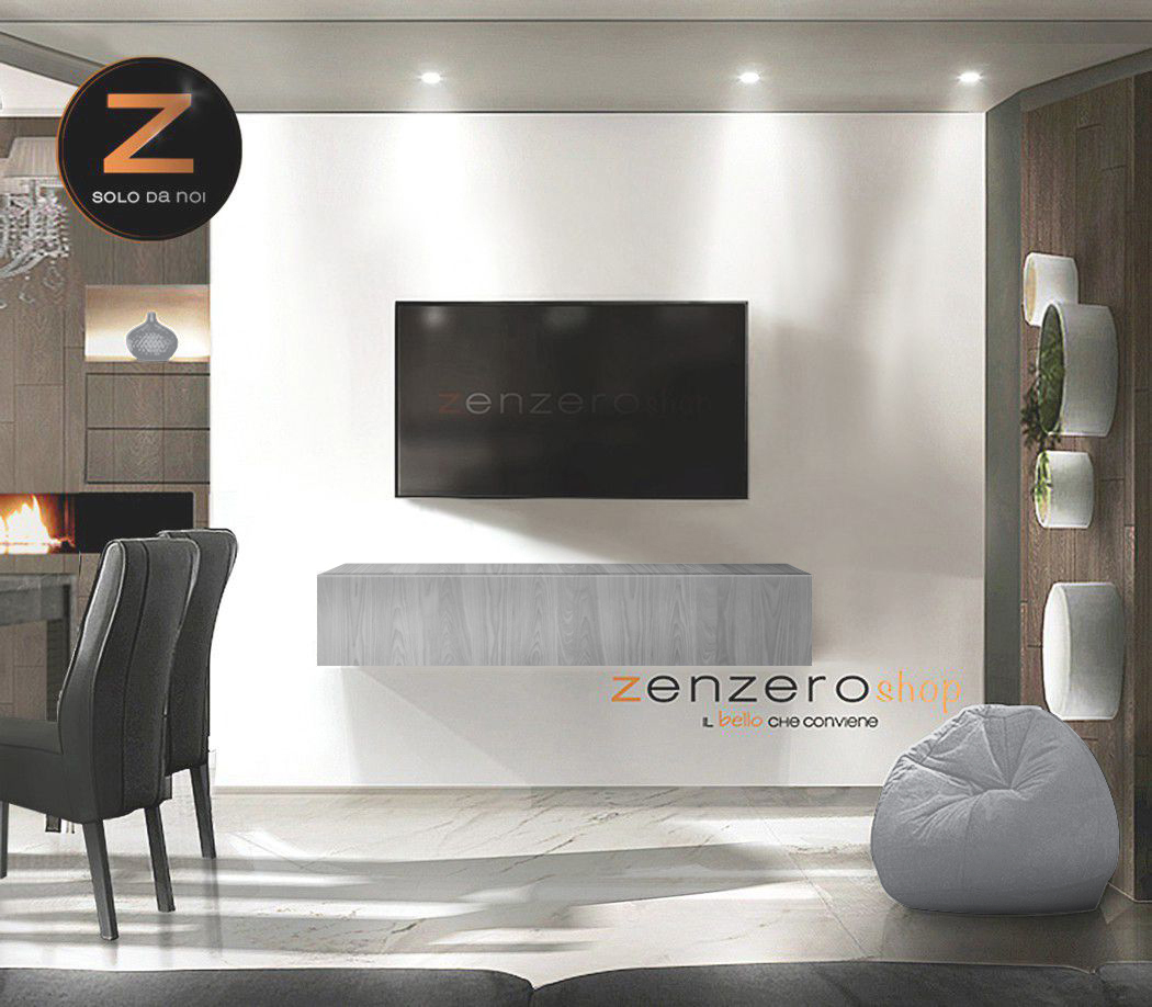 Mobiletto per televisore in finitura Noce Dark, anta a ribalta