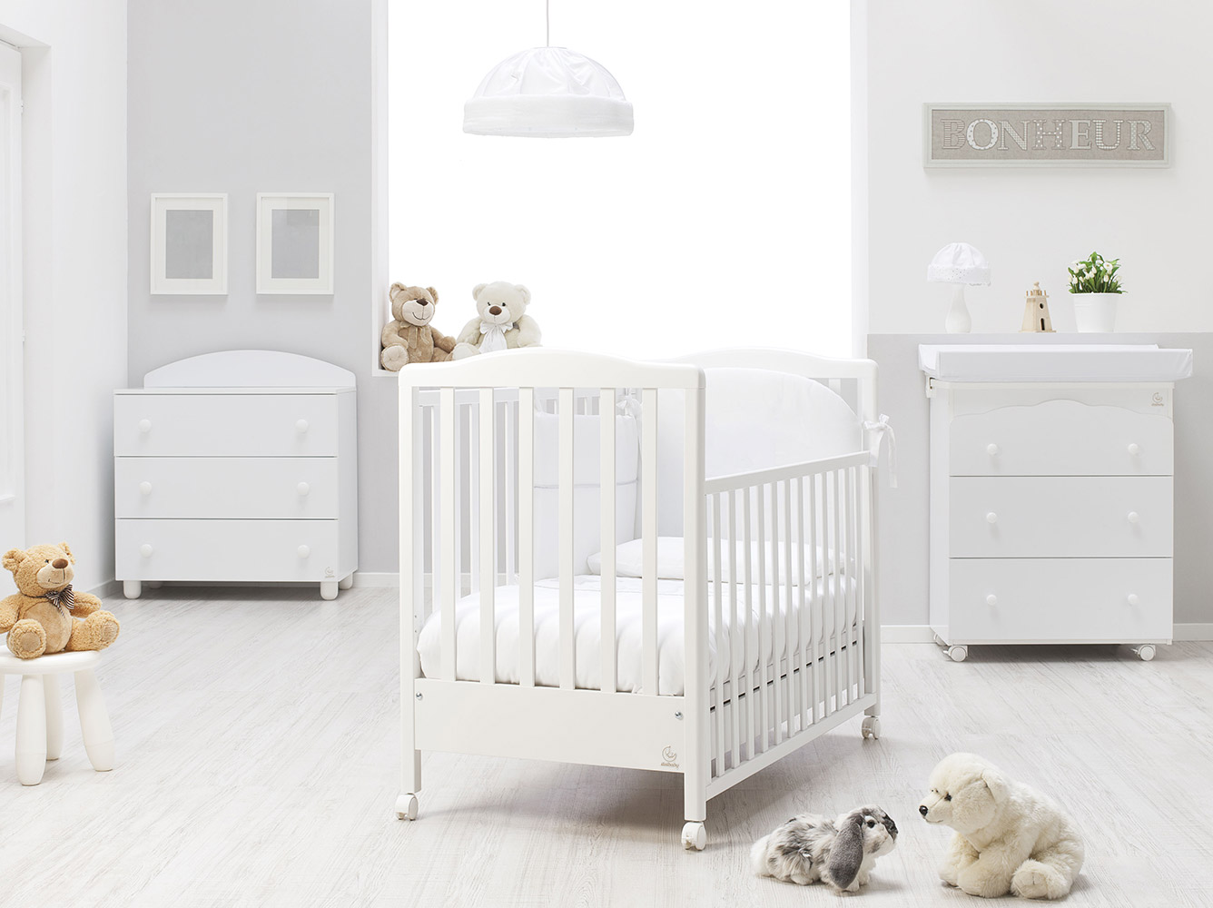 Bagnetto per neonati Bianco con ruote, 3 cassetti