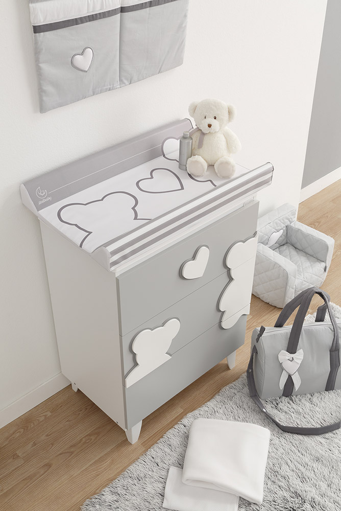 Bagnetto per neonati Winnie, bianco e Grey con decori orsetto