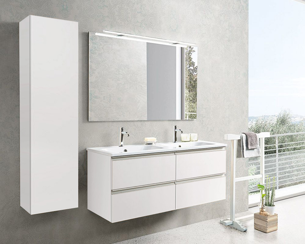 Arredo bagno completo, mobile con con lavabo integrato e 4 cassetti, Havasu 15
