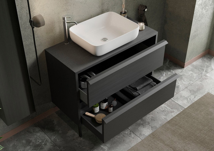 bagno con lavabo incluso nero