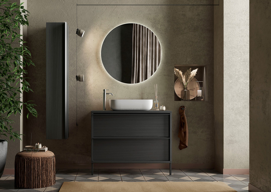 bagno con lavabo incluso nero