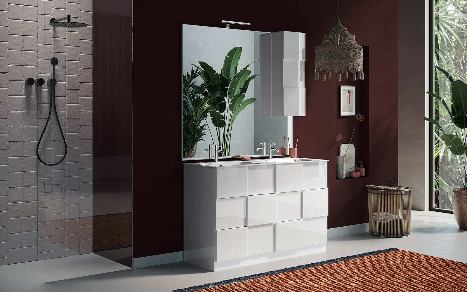 mobile a terra bianco per bagno