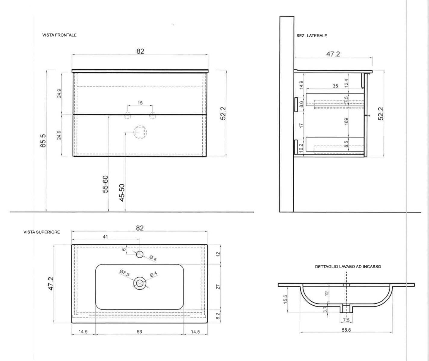 Mobile da bagno sospeso in offerta bianco lucido con dettagli specchio