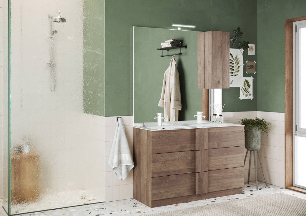 Mobile da bagno 3 cassetti, finitura Mercure Made in Italy