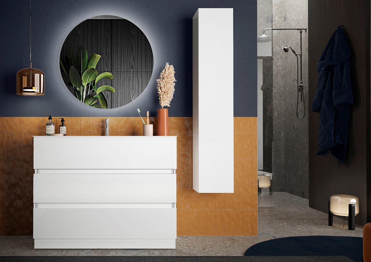 mobile con cassetti per bagno bianco