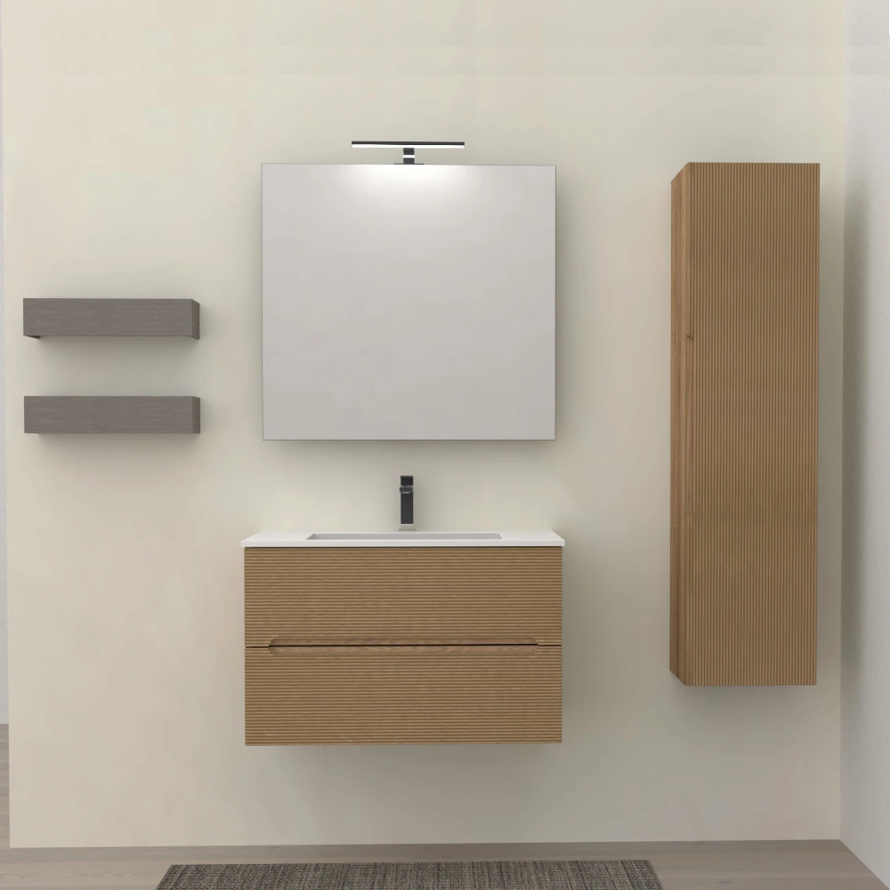 mobile da bagno rigato rovere