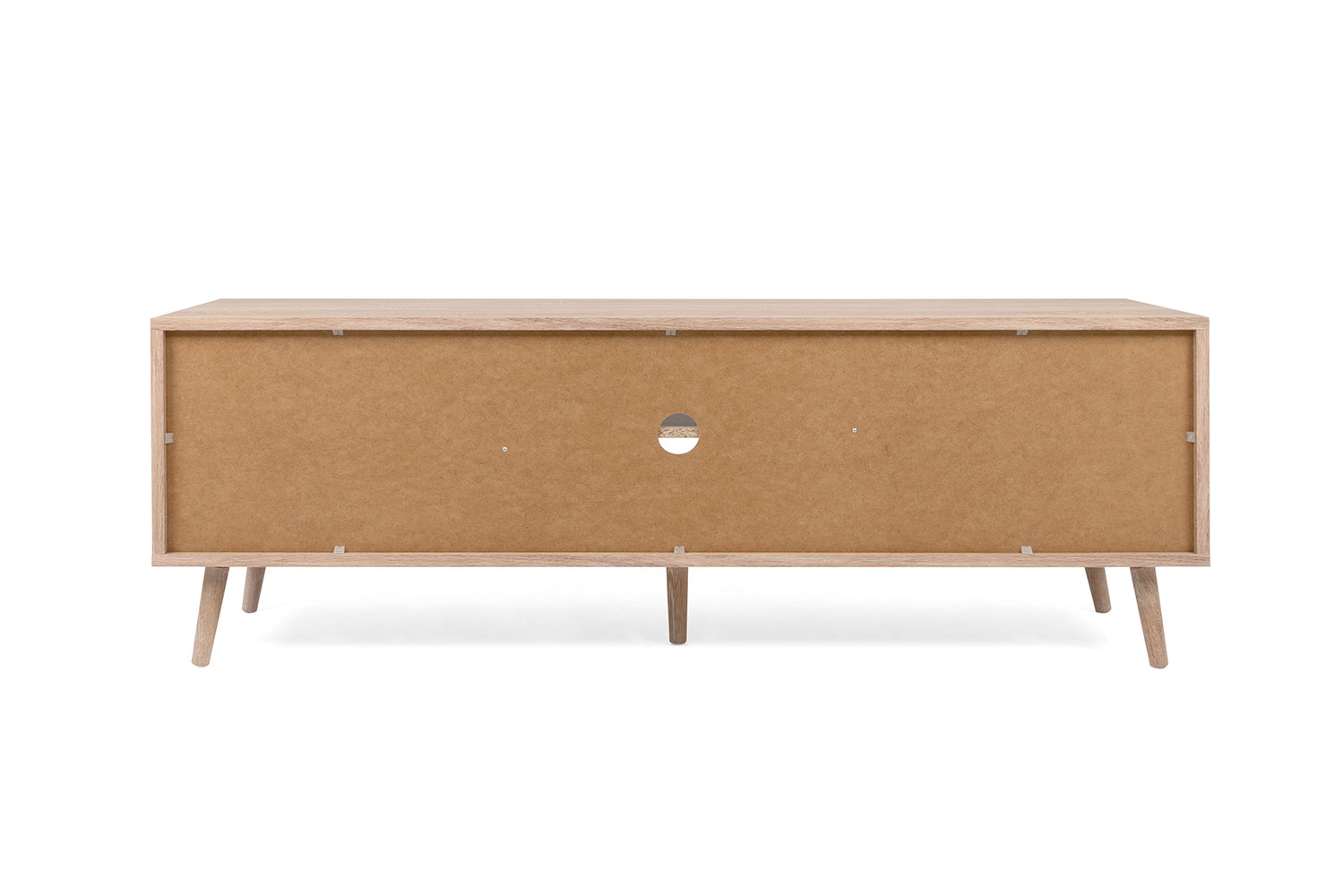 Mobile porta Tv Kara con 2 ante e un ripiano in finitura Quercia e Rafia