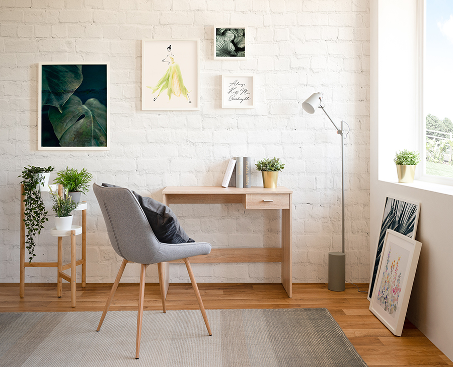 Scrivania con cassetto in finitura rovere