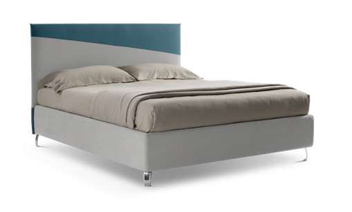 Letto matrimoniale Arturo con contenitore in finitura azzurro e grigio perla