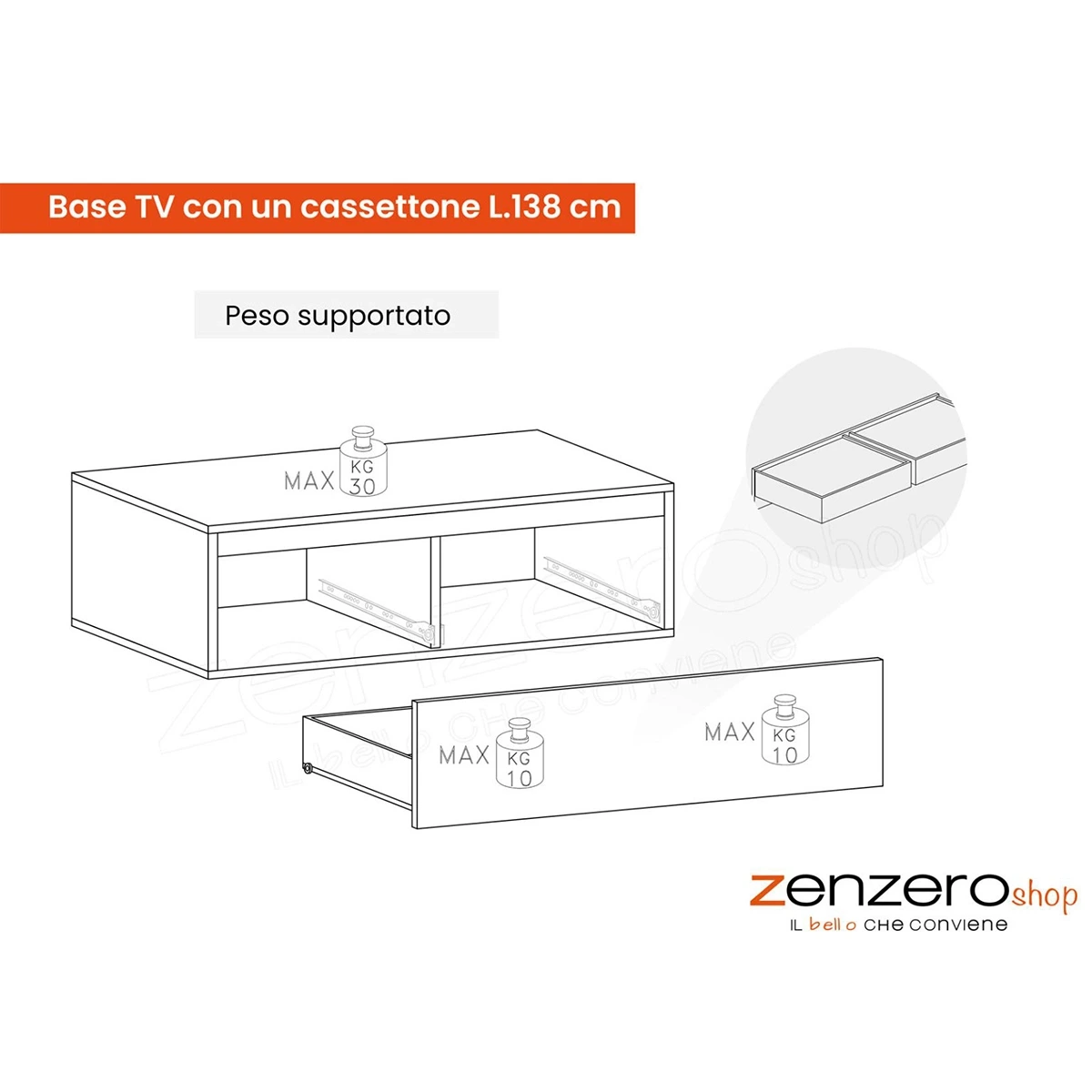 parete con mensola cadiz
