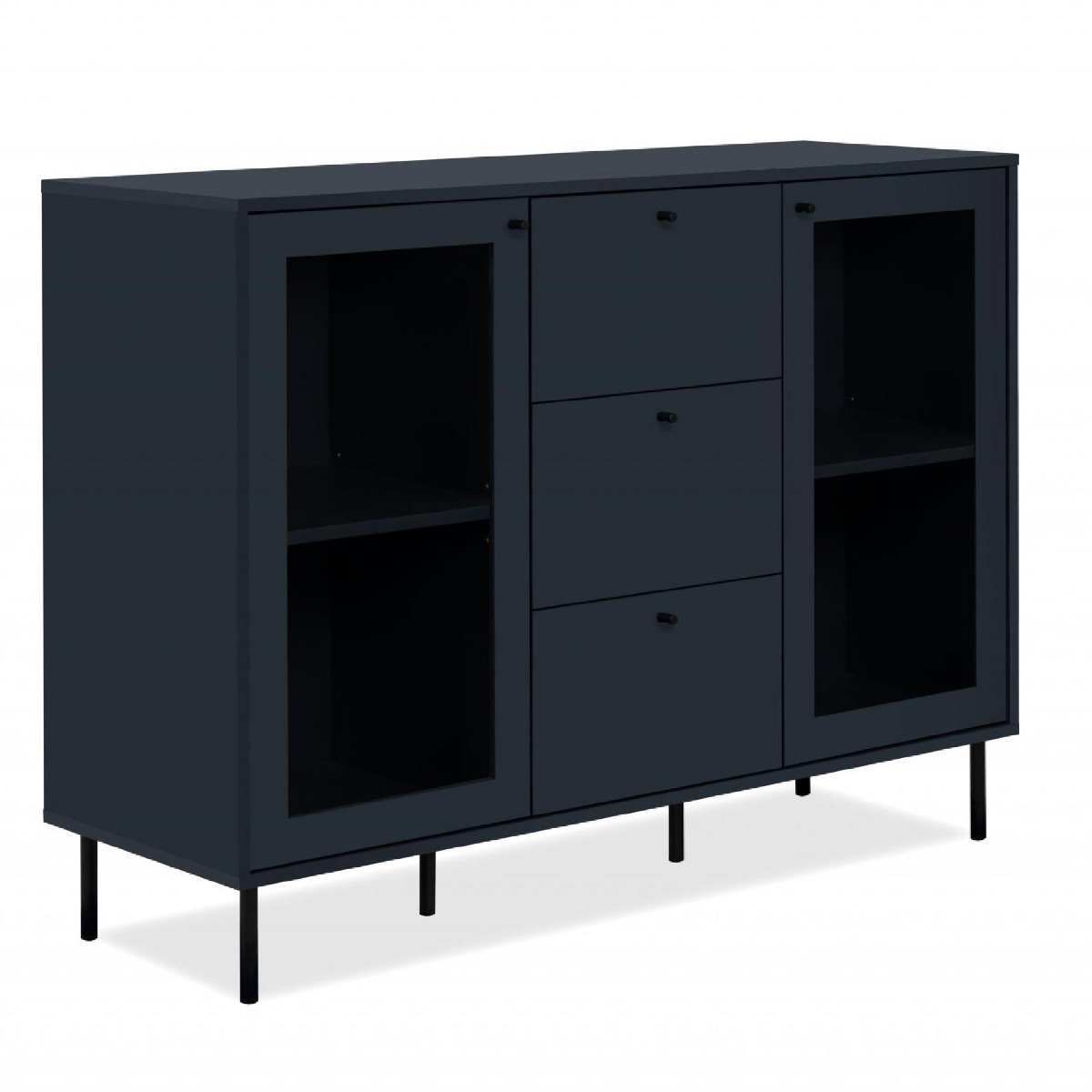 nuova Conveniente Madia 2 ante e 3 cassetti, finitura Blu scuro