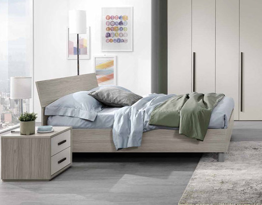 Letto matrimoniale, finitura grigio resina, made in Italy