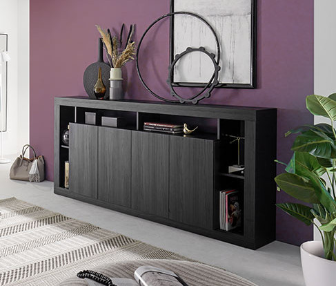 Credenza Nero frassinato a 4 ante