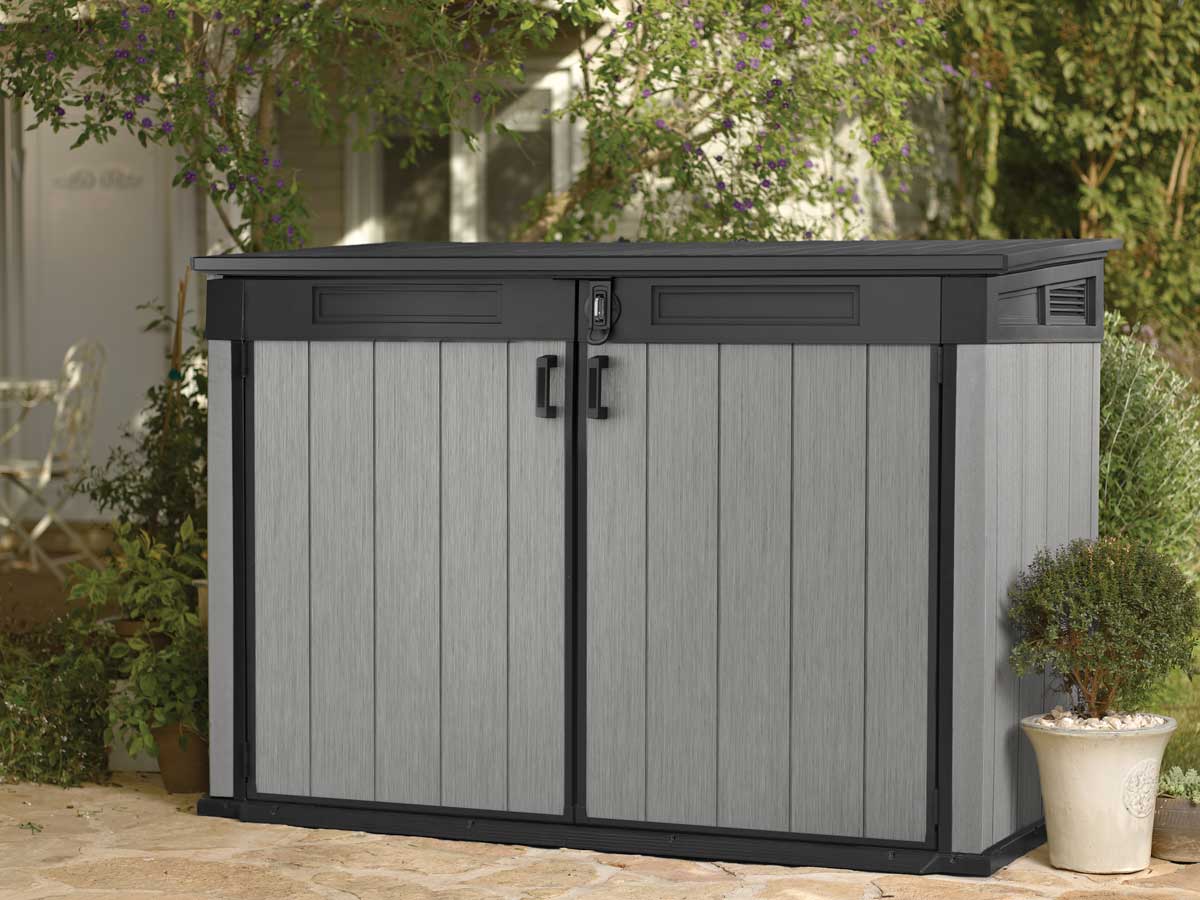 Baule da esterno Quercia, porta attrezzi per giardino, capacità 2020L