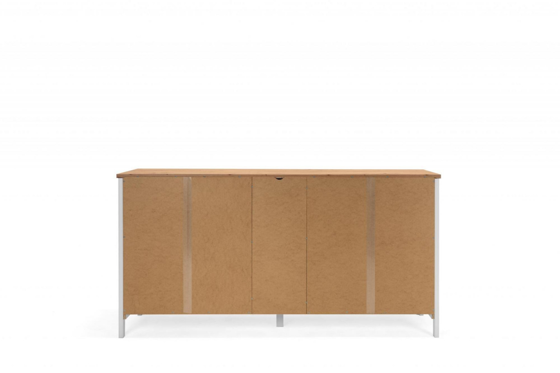 Madia credenza 4 ante, 3 cassetti in finitura bianco opaco con top in quercia