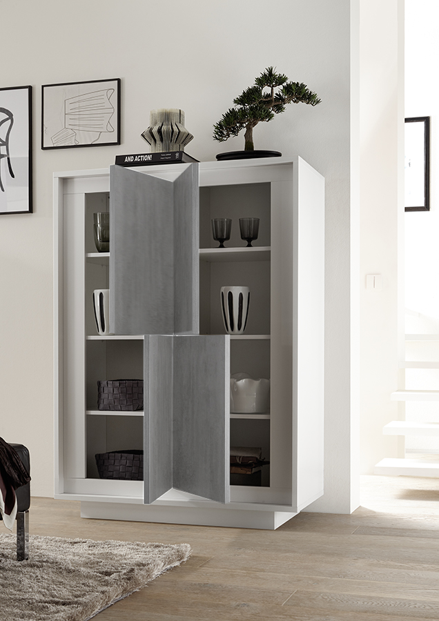 Madia Pedro di Design, 4 ante Alta, Moderna, finitura Pero e Nero