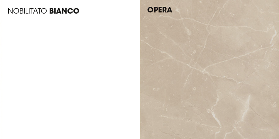 Credenza sospesa, Madia moderna, 5 ante, finitura Bianco Nobilitato e Opera