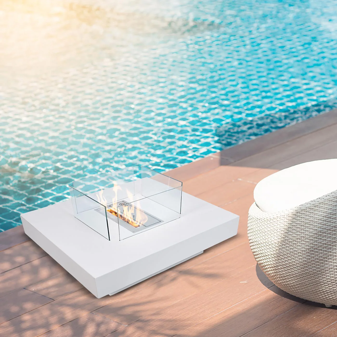 Camino a bioetanolo per interno, Bianco, 70x70x35 h cm Zenzero Shop