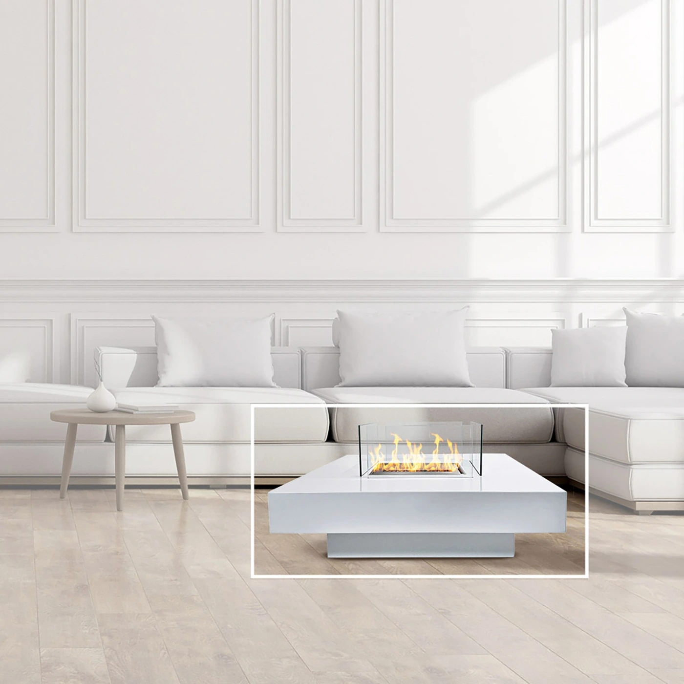 Camino a bioetanolo per interno, Bianco, 70x70x35 h cm Zenzero Shop