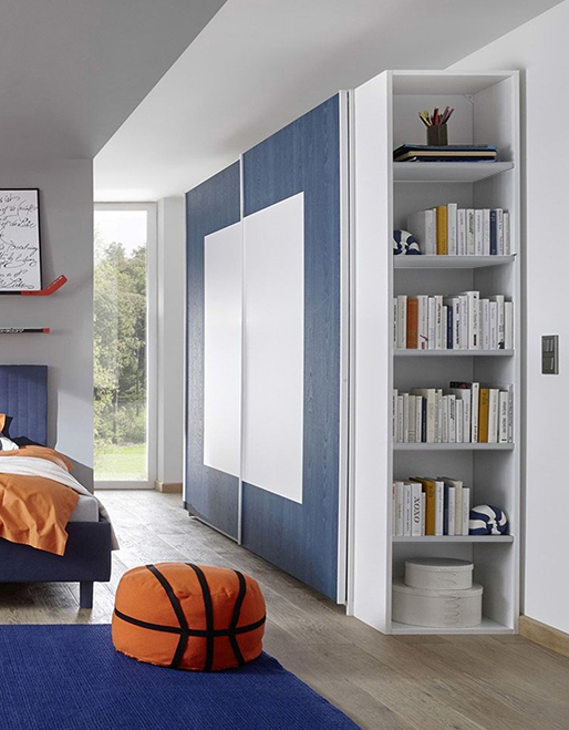 Armadio Square 2 ante scorrevoli bianco opaco e blu L.243 H.230