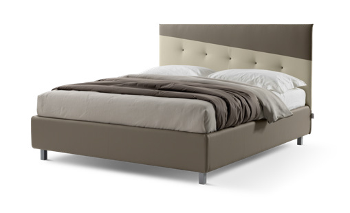 Letto matrimoniale Menkar con contenitore in finitura tortora e beige