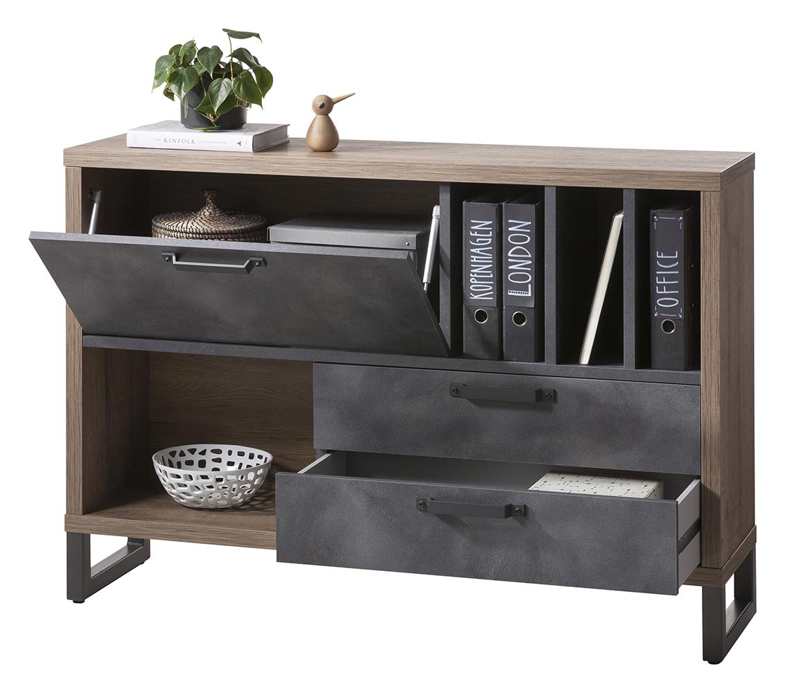 Madia Industry per ufficio in finitura Rovere e Grigio smoke