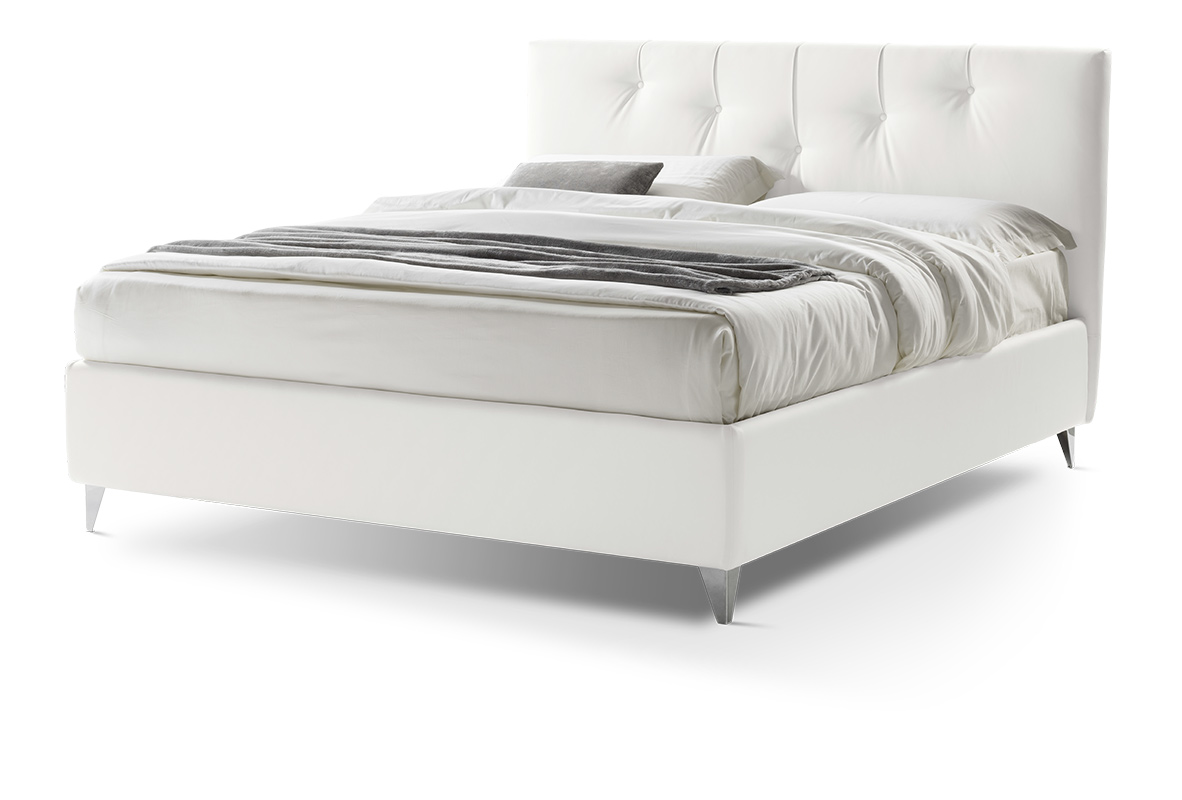Letto contenitore matrimoiale Skat in ecopelle bianco ottico