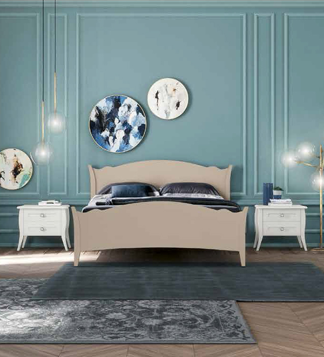 Letto matrimoniale  con testata retrofinita in finitura Canapa LACCATO