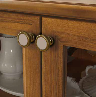 mobile buffet, credenza classic con 2 ante vetro, finitura noce sorrento Zenzero Shop