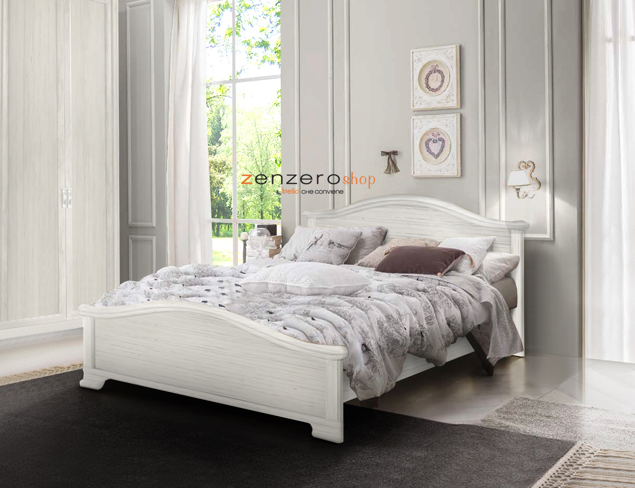 Letto matrimoniale Isabella  in finitura Bucaneve