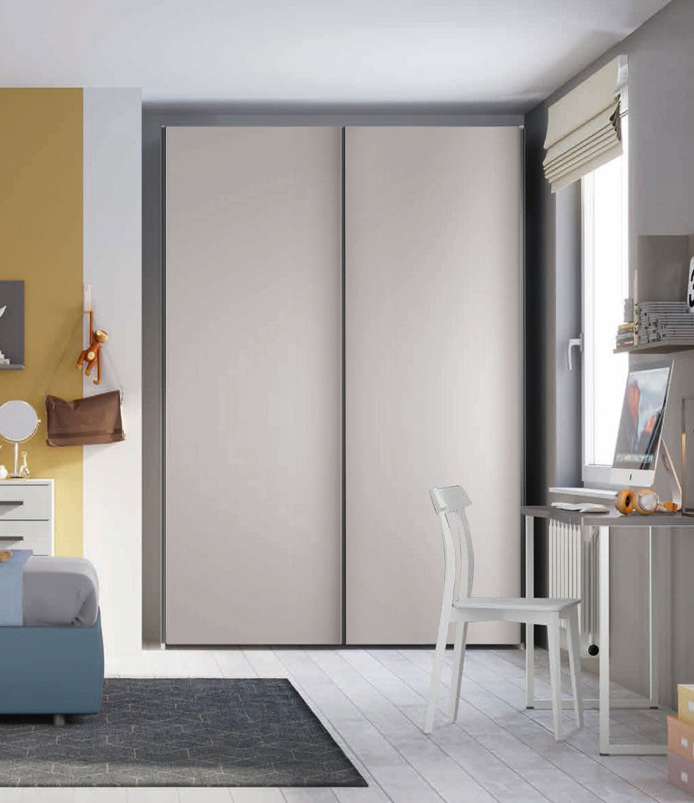 Armadio 2 ante scorrevoli H.257 L.178, finitura Grigio Dorian