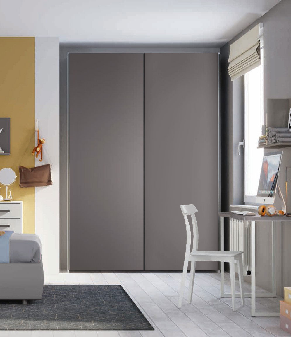 Armadio 2 ante scorrevoli H.257 L.178, finitura Grigio Titanio