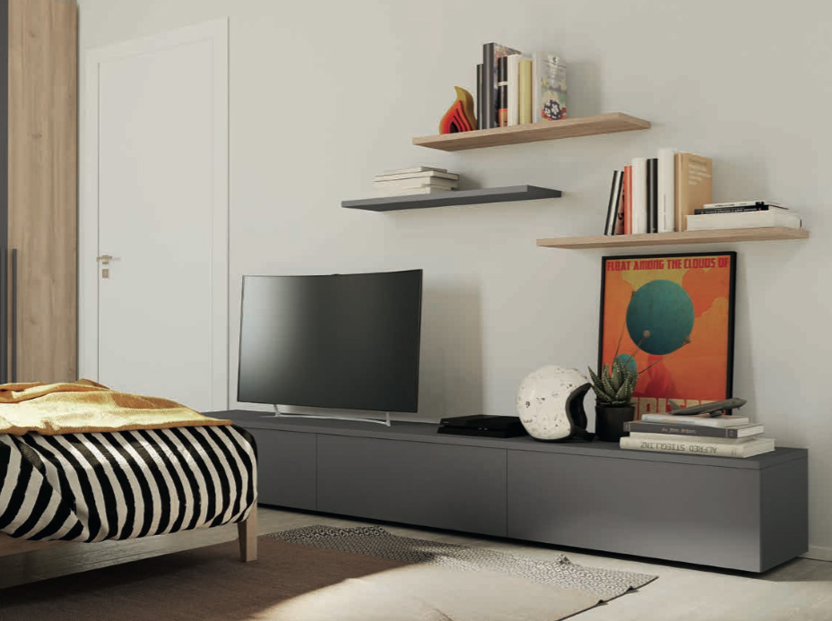 Porta Tv moderno in finitura Grigio titanio