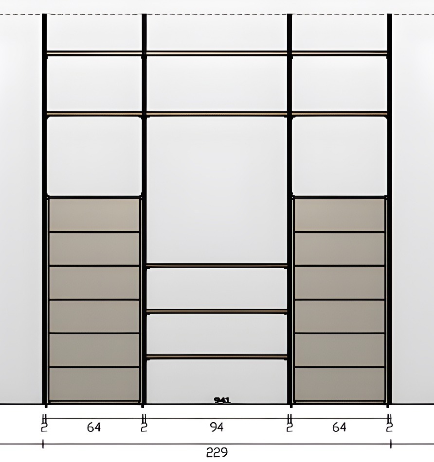 cabina a giorno noce biondo