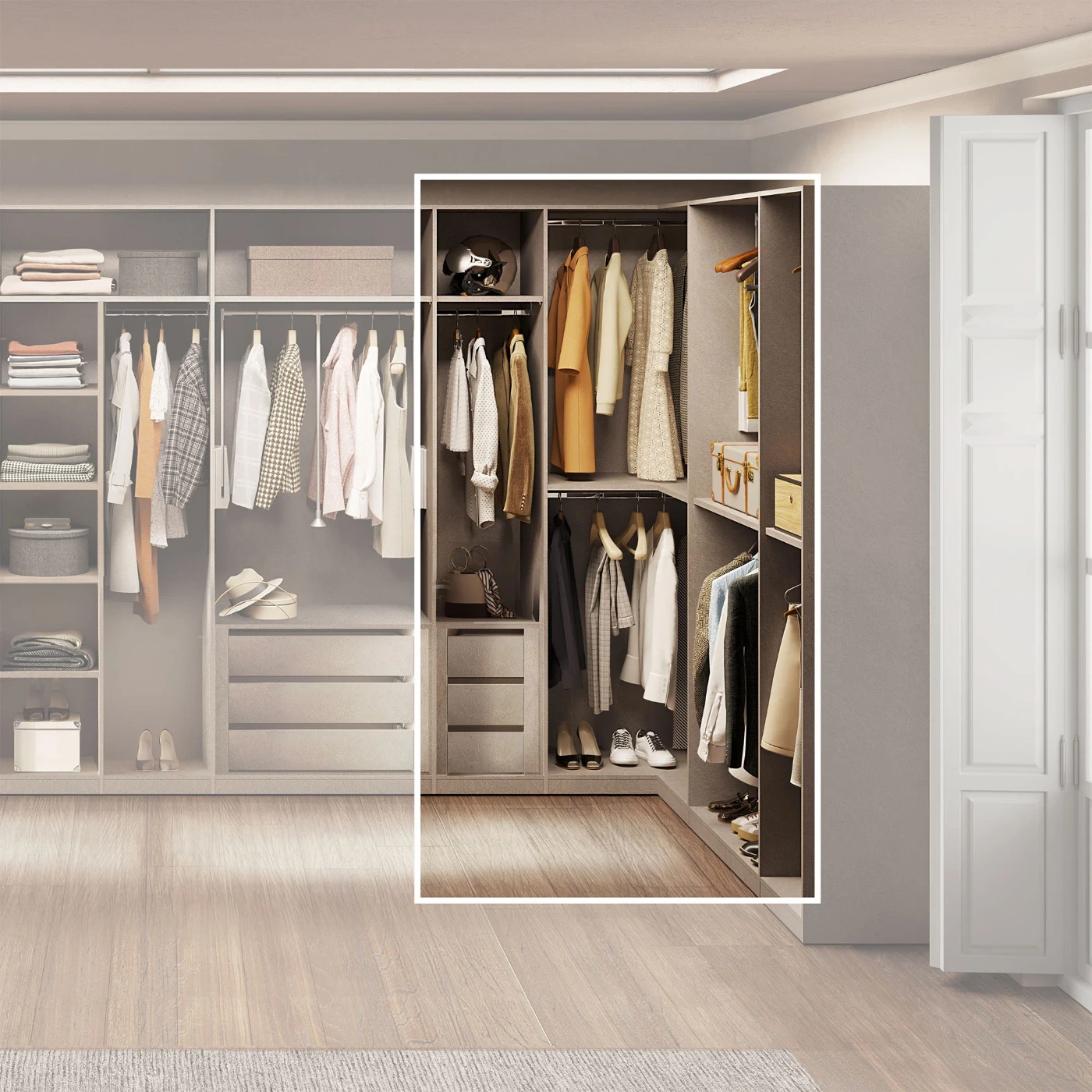 cabina attrezzata angolare bronzo