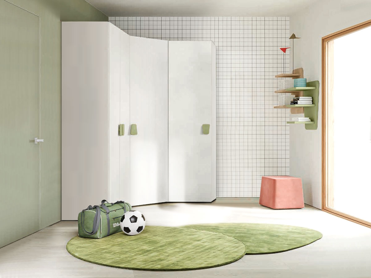 Armadio con cabina, finitura Cemento artico e Oliva