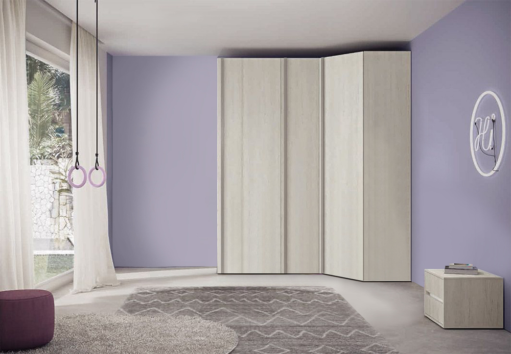 Cabina armadio per camerette, finitura Rovere gesso